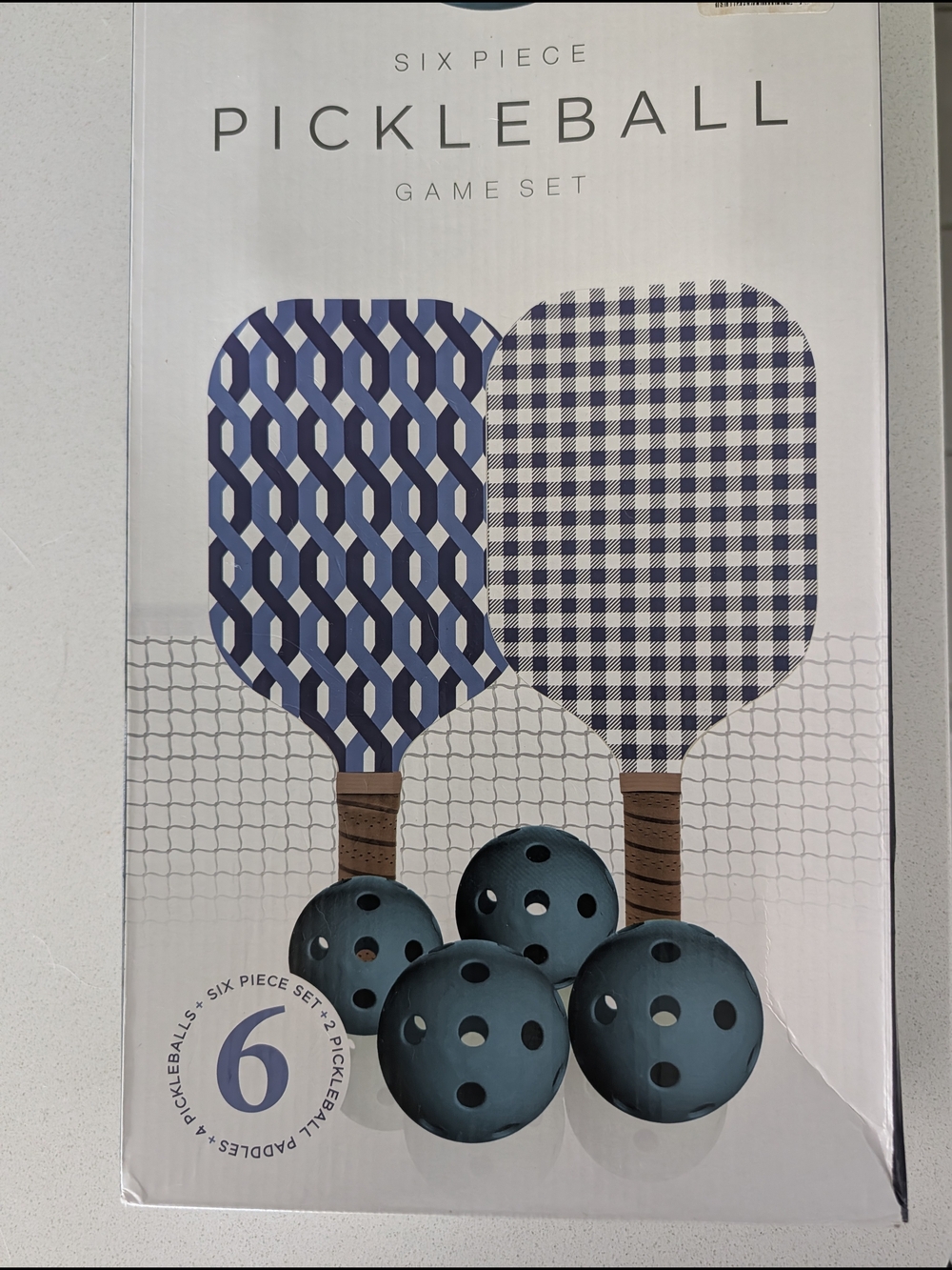 Six-Piece Pickleball Game Set - Navy Blue Pattern